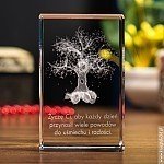 Kryształ 3D z motywem drzewa na idealny prezent urodzinowy