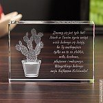 Kryształ 3D z wzorem kaktusa opuncji jako prezent na urodziny