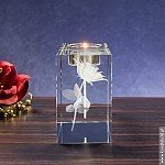 Róża Namiętności 3D - duży świecznik widok z boku