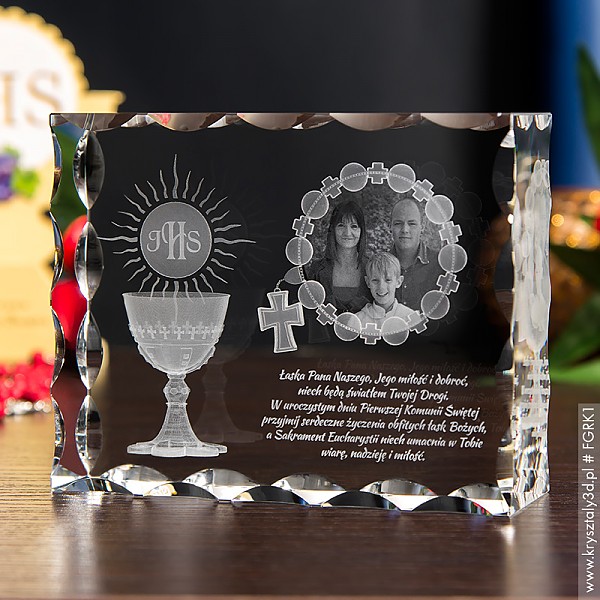 Fotokryształ 2D komunijny »&nbspRóżaniec&nbspi&nbspKielich « mega duży ozdobny - miniaturka