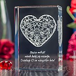Kryształ 3D Koronkowe Serce jako prezent dla dla żony na rocznice