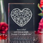 Kryształ 3D Koronkowe Serce jako prezent dla dla żony na urodziny