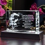 Kryształ 3D z wygrawerowanym storczykiem na podstawce LED 18x9 cm