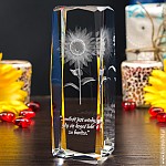 Kryształ 3D z wzorem słonecznika jako piękny prezent dla Twojej mamy