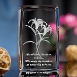 Kwiaty lilii 3D wewnątrz szkła na prezent dla żony