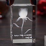 Róża 3D Elegancji - statuetka z grawerunkiem
