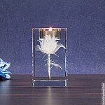 Róża 3D - świecznik z boku