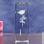 Róża Namiętności 3D prezent szklany - widok z bok
