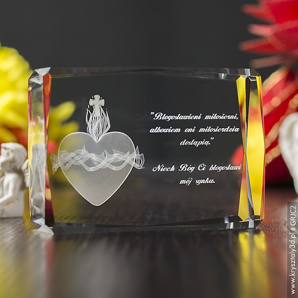 Pamiątka religijna » Gorejące Serce 3D « średnia, ozdobna statuetka - miniaturka