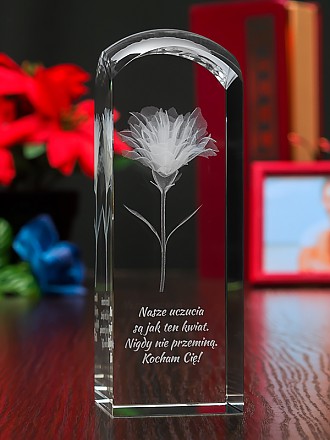 Personalizowane kryształy 3D na osobisty prezent : Goździk 3D ~ wysoka, zaokrąglona Goździk 3D ~ wysoka, zaokrąglona