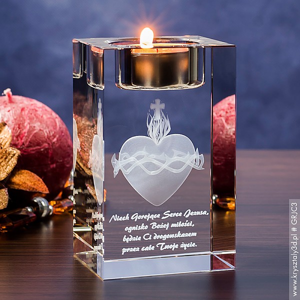 Pamiątka religijna » Gorejące Serce 3D « świecznik - miniaturka
