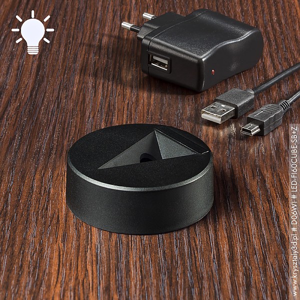 Podstawka LED » Dark Cuber« światło białe • zasilacz w zestawie - miniaturka